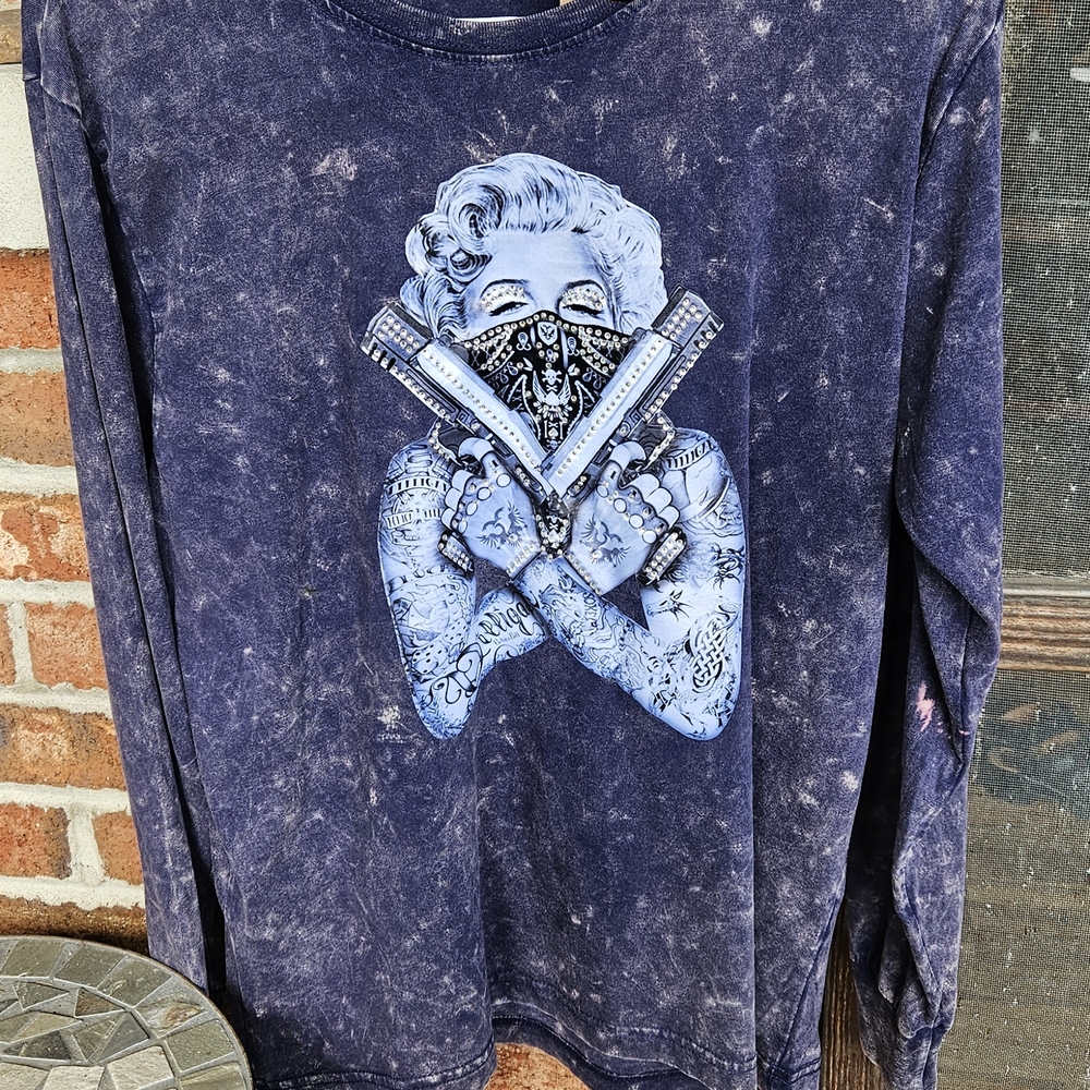 Marilyn Monroe Rhinestone Graphic Long Sleeve Tee